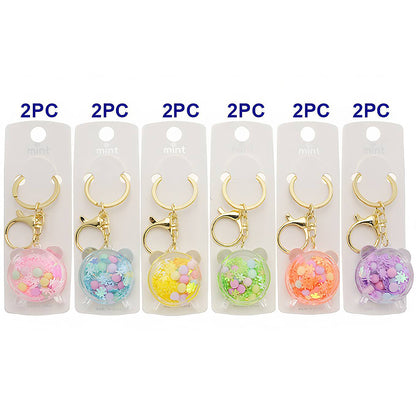 Teddy Bear Liquid Floating Glitter Shaker Keychain