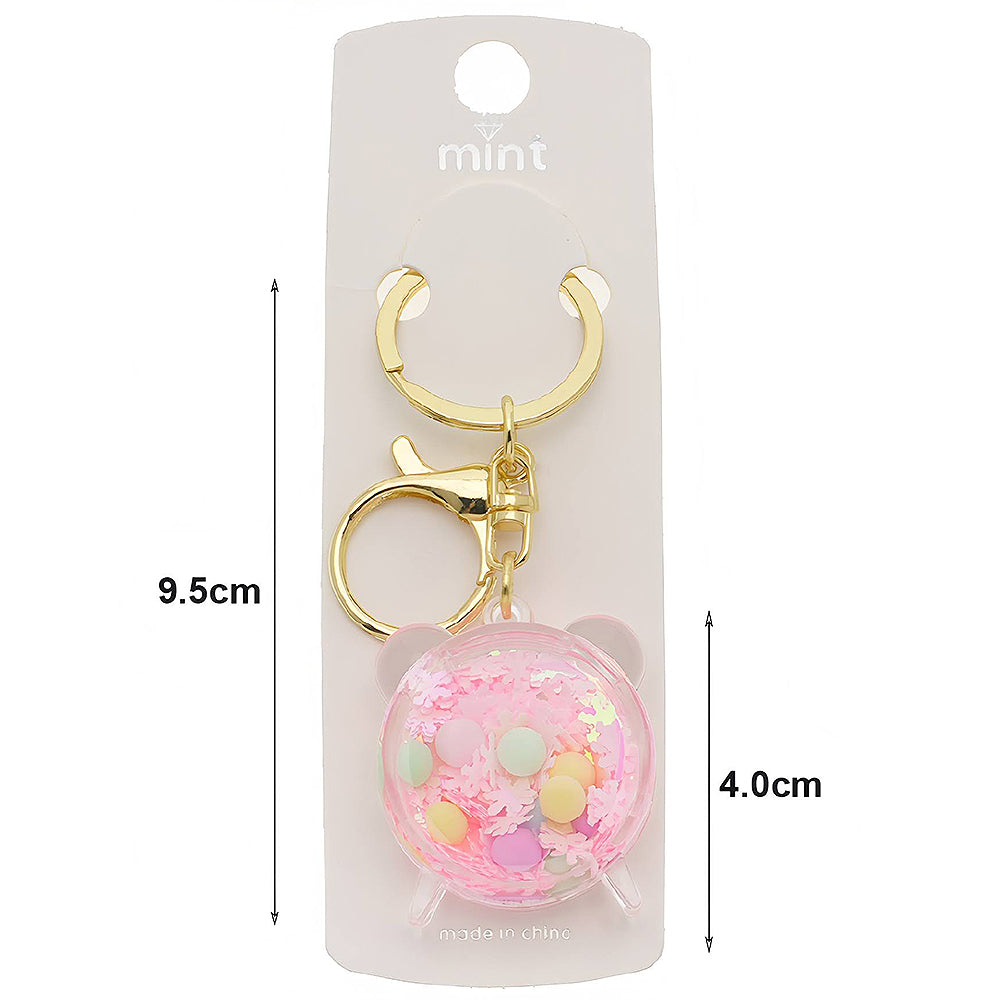 Teddy Bear Liquid Floating Glitter Shaker Keychain