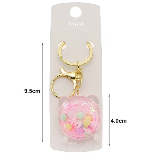 Teddy Bear Liquid Floating Glitter Shaker Keychain