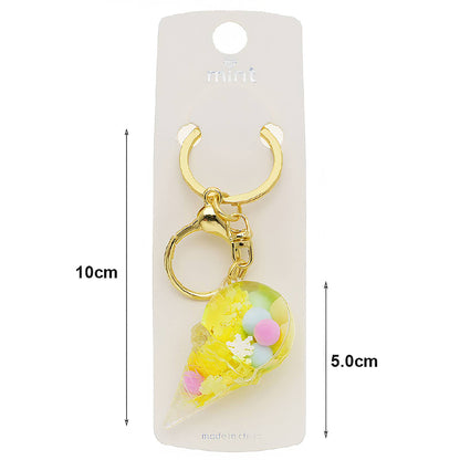 Ice Cream Cone Liquid Floating Glitter Shaker Keychain
