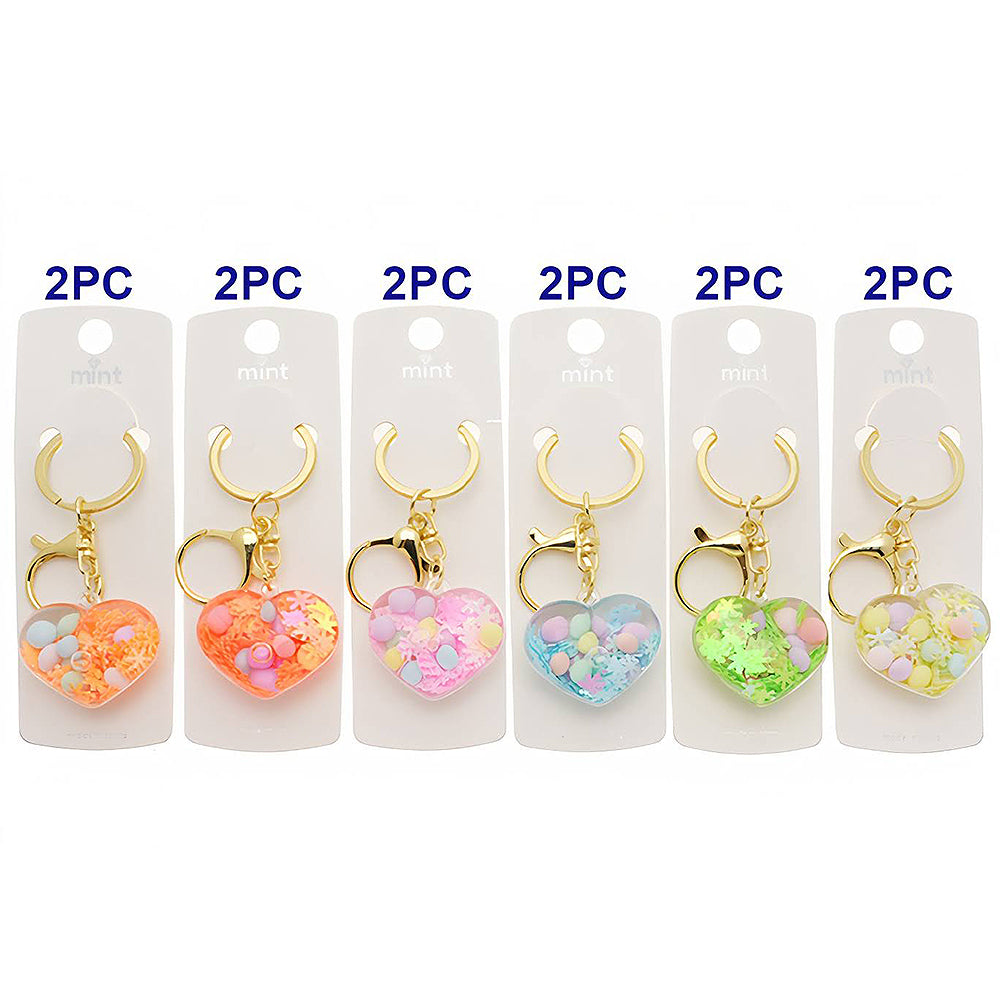 Heart Liquid Floating Glitter Shaker Keychain