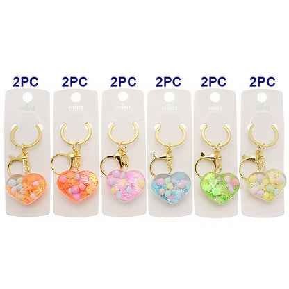 Heart Liquid Floating Glitter Shaker Keychain