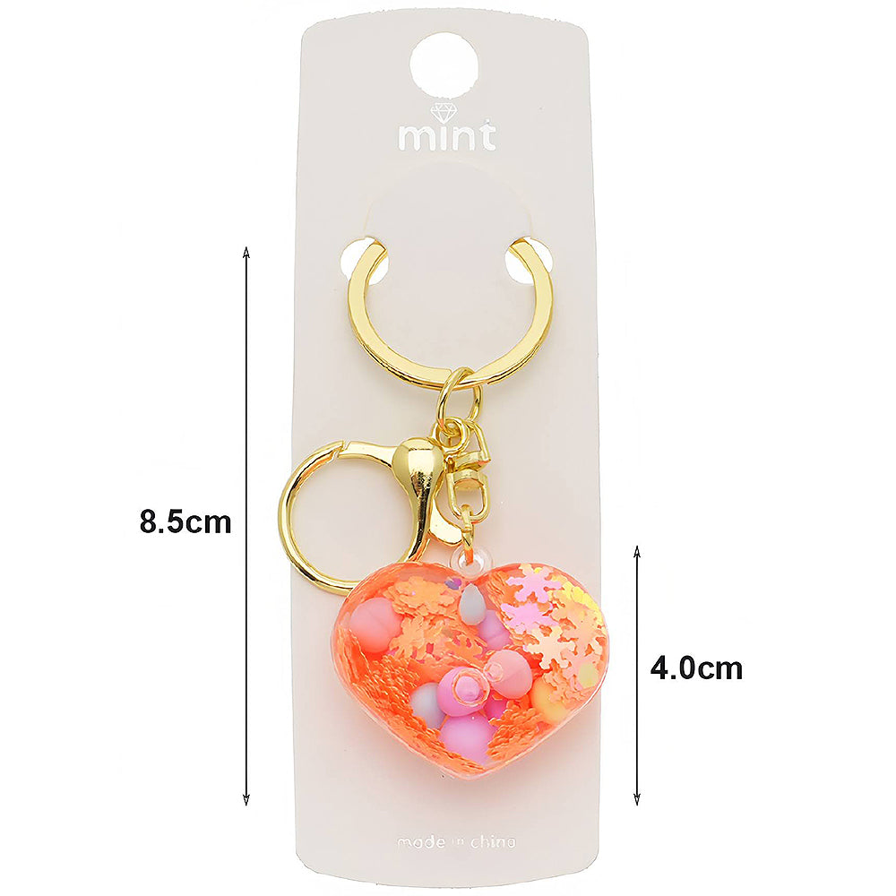 Heart Liquid Floating Glitter Shaker Keychain