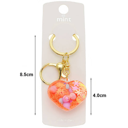 Heart Liquid Floating Glitter Shaker Keychain