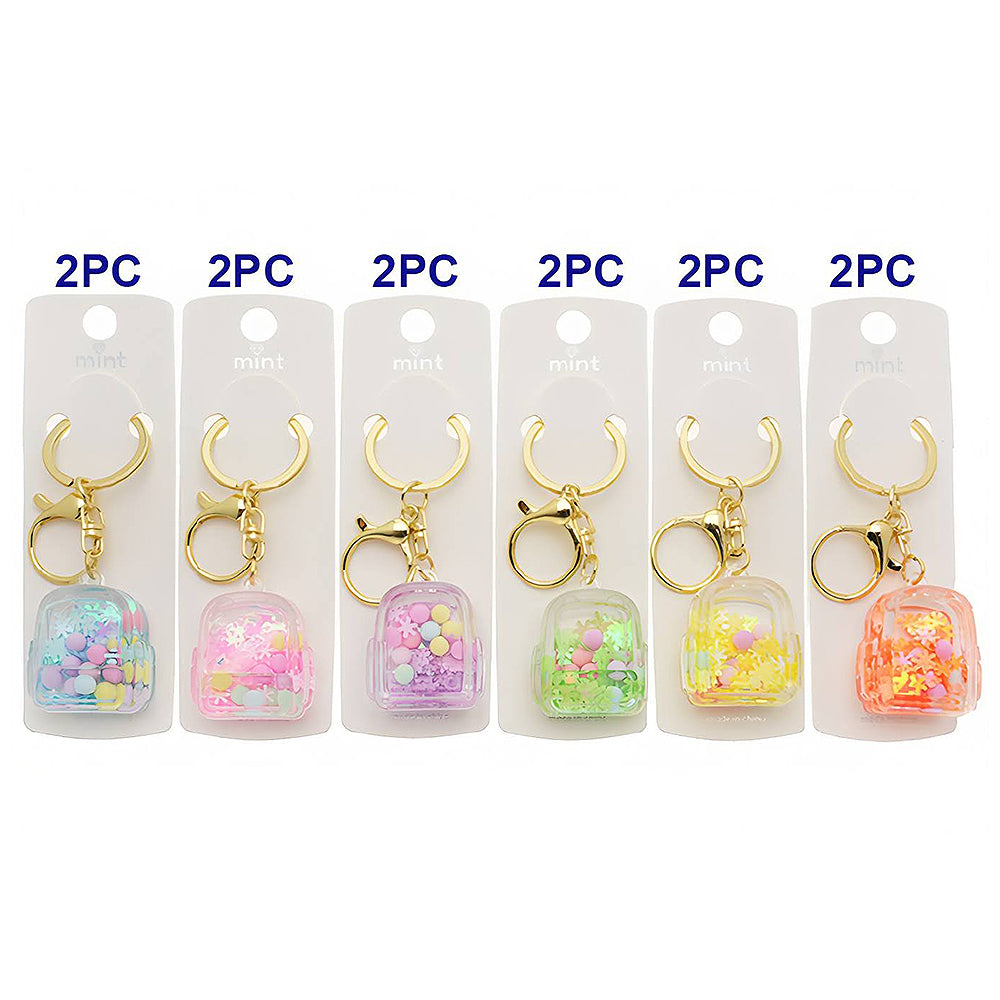 Backpack Liquid Floating Glitter Shaker Keychain