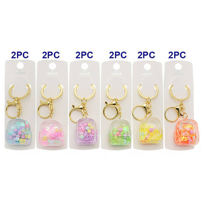 Backpack Liquid Floating Glitter Shaker Keychain