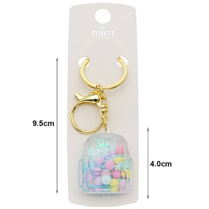 Backpack Liquid Floating Glitter Shaker Keychain