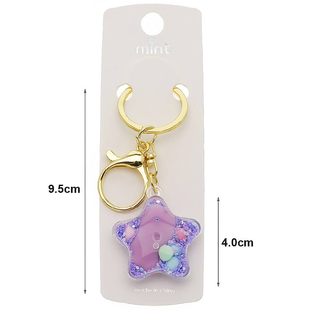 Star Liquid Floating Glitter Shaker Keychain