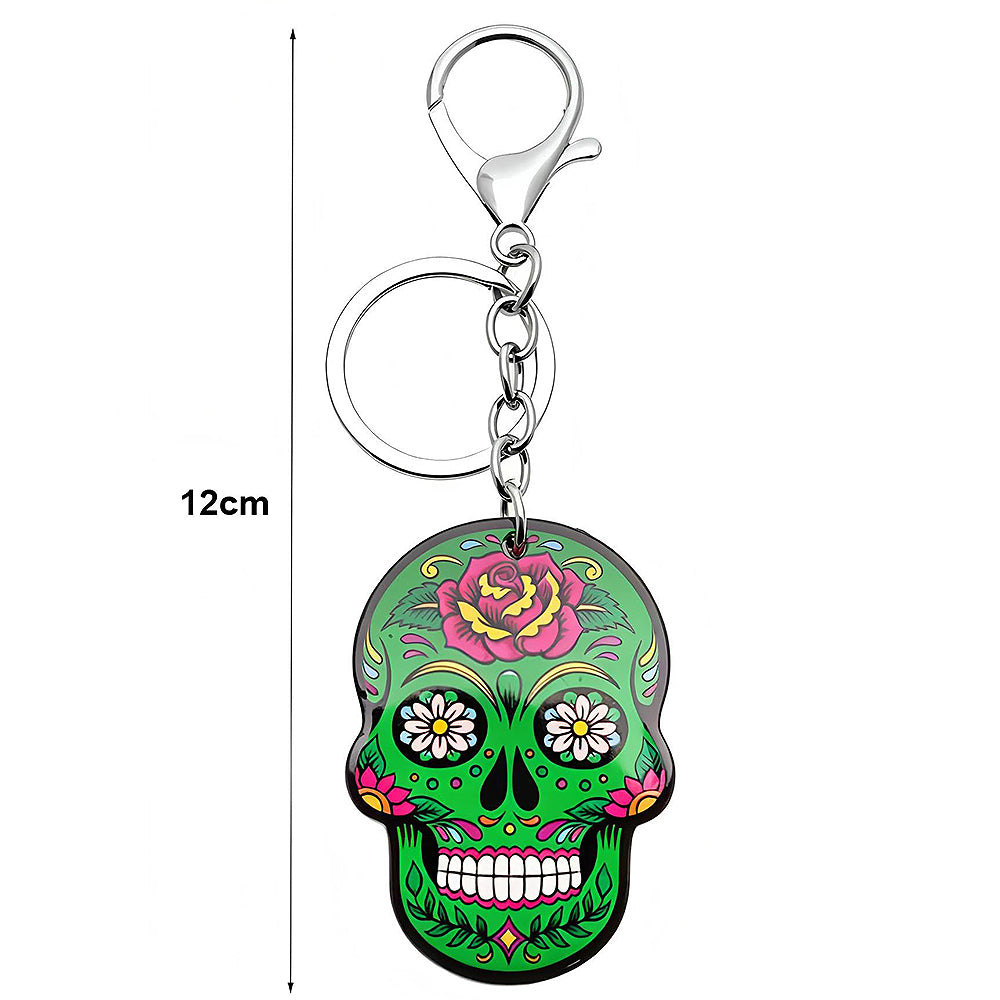 Colorful Day Of The Dead Calavera Skull Keychain