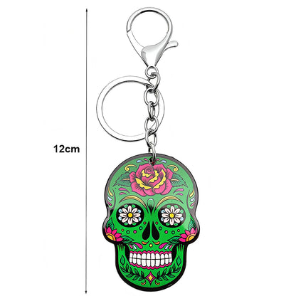 Colorful Day Of The Dead Calavera Skull Keychain