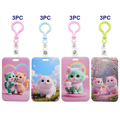 Assorted Kittens ID Card Holder Keychain