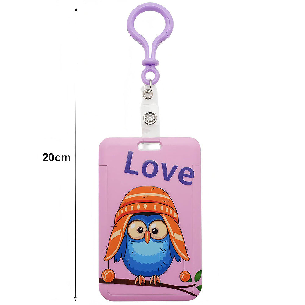 Assorted Owls ID Card Holder Keychain
