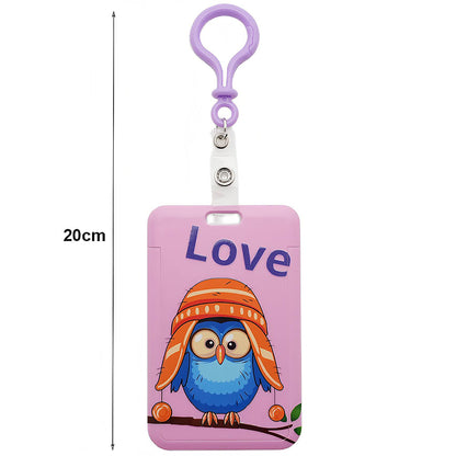 Assorted Owls ID Card Holder Keychain