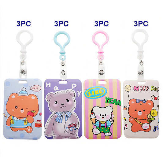 Assorted Teddy Bear ID Card Holder Keychain