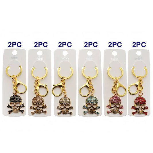 Halloween Rhinestone Jolly Roger Keychain