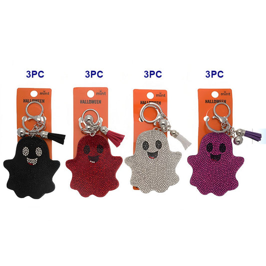 Halloween Rhinestone Ghost Tassel Keychain