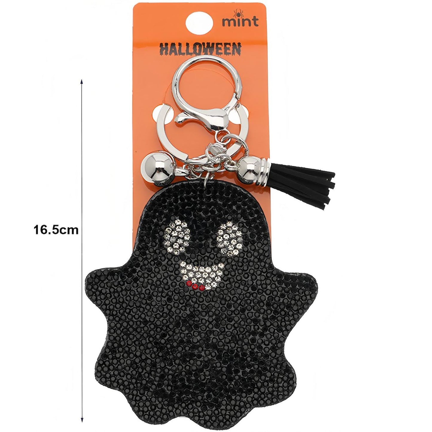 Halloween Rhinestone Ghost Tassel Keychain