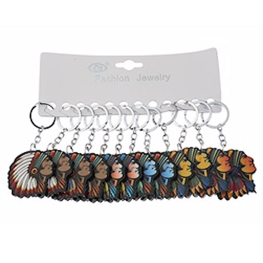 JK25155-Native American Chief Head Keychain