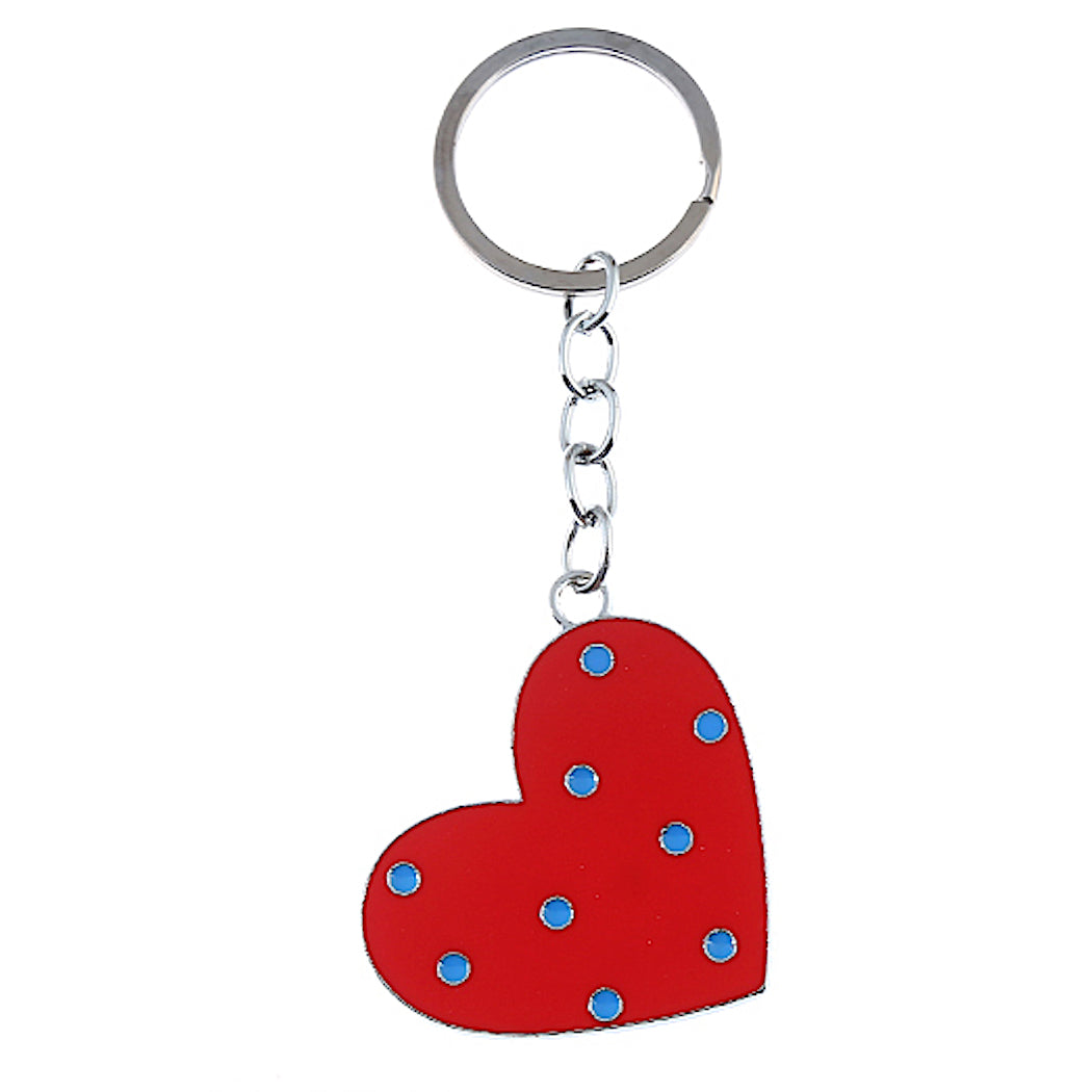 JK27303 - Enamel Polka Dot Heart Keychain