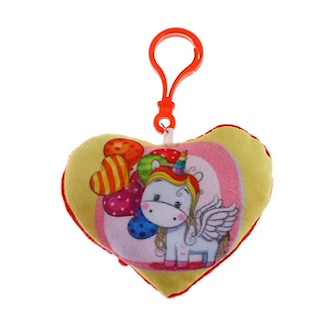 JK31165-Plush Unicorn Heart Keychain