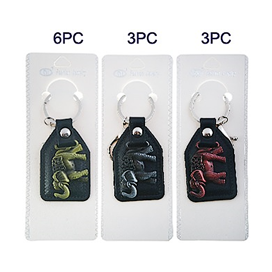 JK32020 - Metal Elephant Leather Keychain