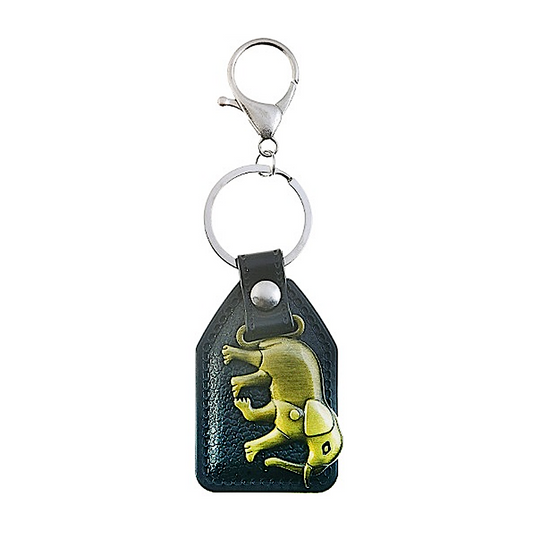 JK32022 - Metal Elephant Leather Keychain