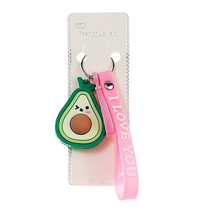 JK38498-Cartoon Green and Pink Avocado Keychain