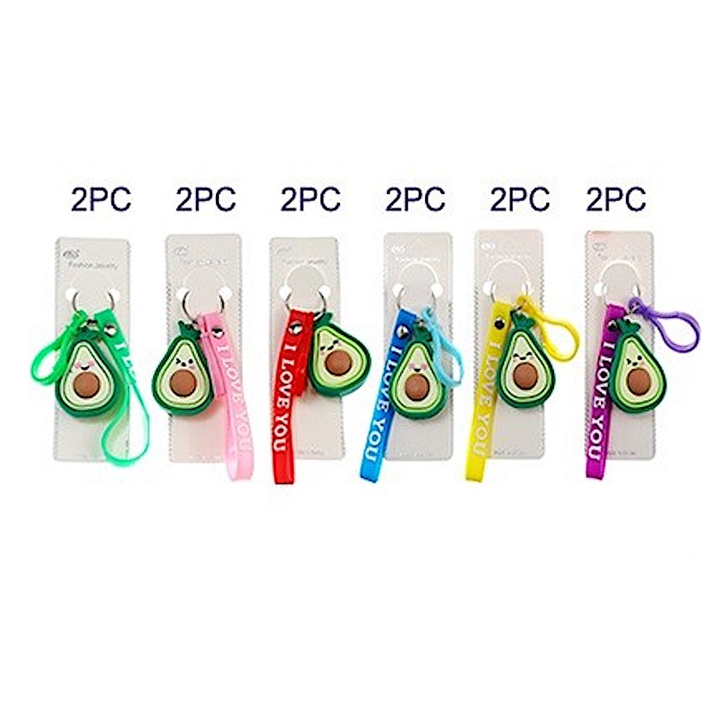 JK38498-Cartoon Green and Pink Avocado Keychain