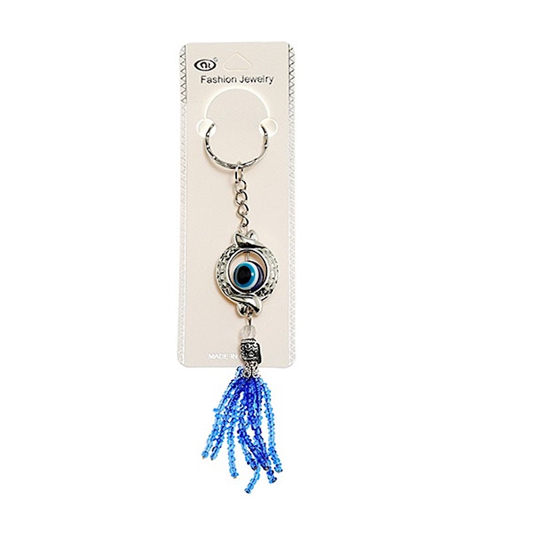 JK39130-Beaded Round Patterned Evil Eye Keychain