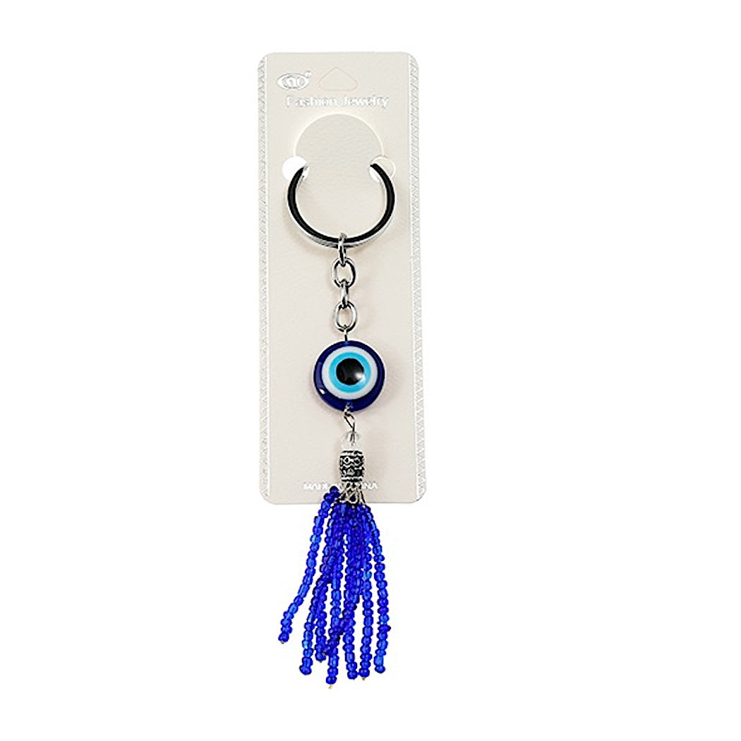 JK39132-Beaded Round Evil Eye Keychain