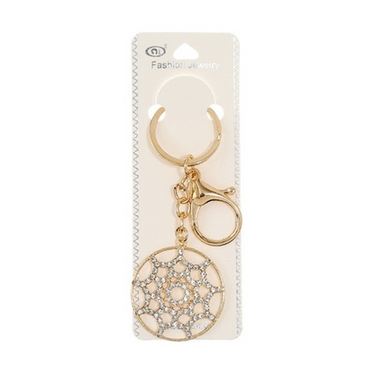 JK39560-Rhinestone Spider Web Keychain