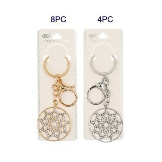 JK39560-Rhinestone Spider Web Keychain