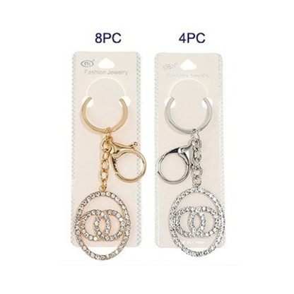 JK39564-Rhinestone Double Circle Keychain