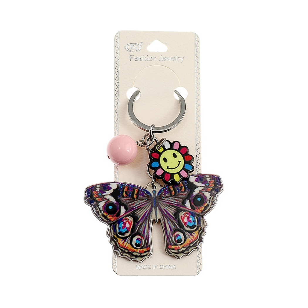 JK42271-Butterfly Daisy Art Keychain