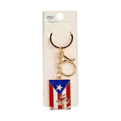 JK42409-Puerto Rico Rectangle Flag Keychain