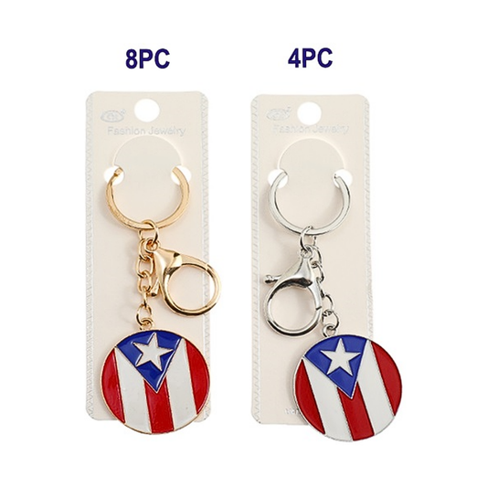 JK42412-Puerto Rico Round Flag Keychain