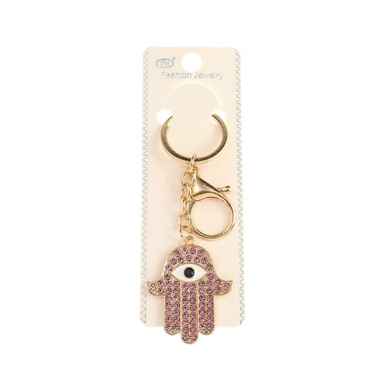 JK42449 - Rhinestone Evil Eye Hamsa Keychain