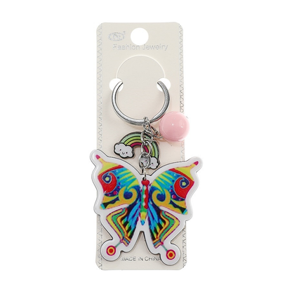 JK42835-Butterfly Rainbow Art Keychain