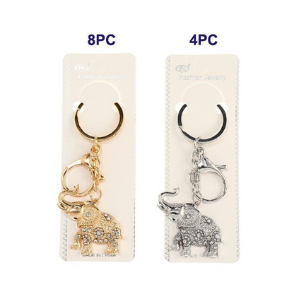 JK42905-Rhinestone Gold Elephant Keychain