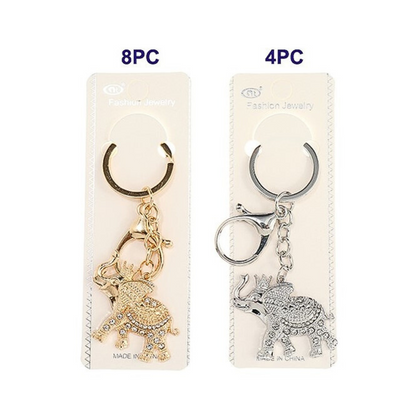 JK42906-Rhinestone Crown Elephant Keychain