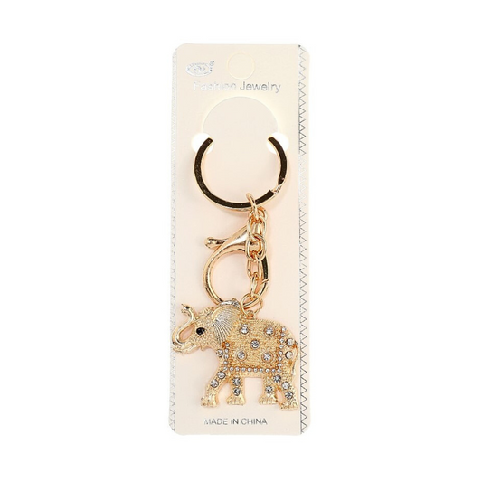 JK42907-Rhinestone Elephant Keychain