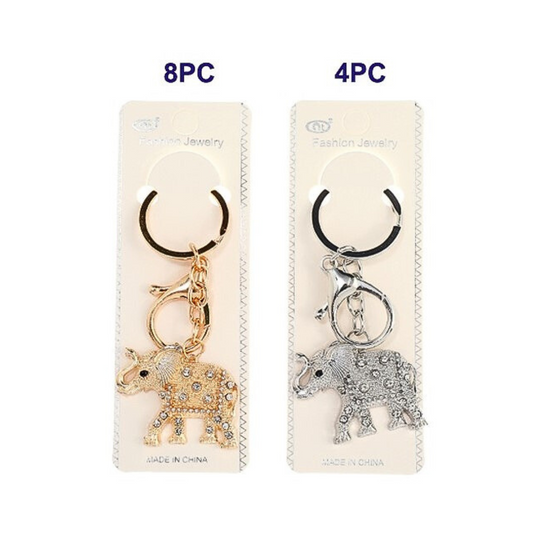 JK42907-Rhinestone Elephant Keychain