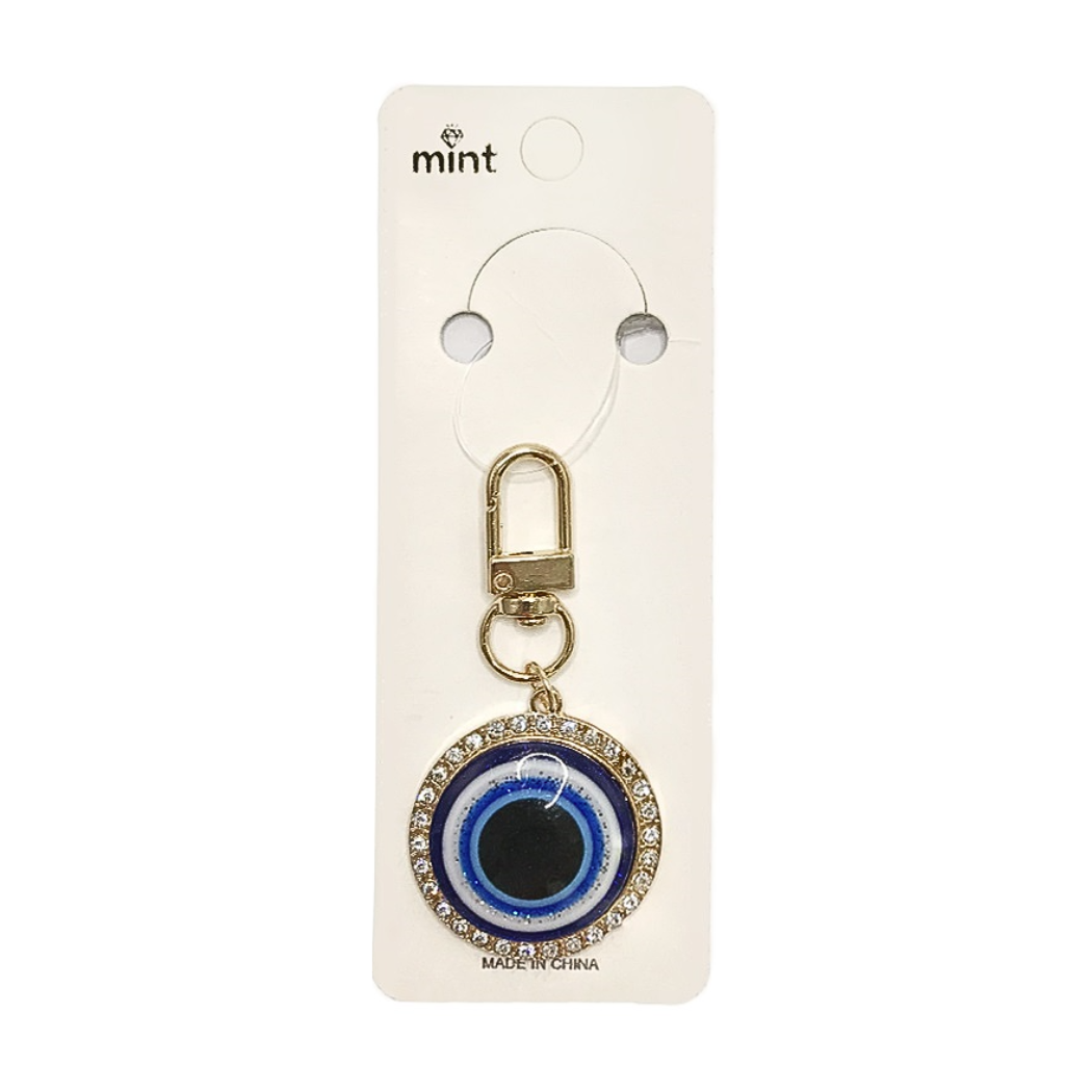 JK43596-Rhinestone Evil Eye Keychain