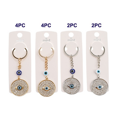 JK44361-Rhinestone Circle Evil Eye Keychain