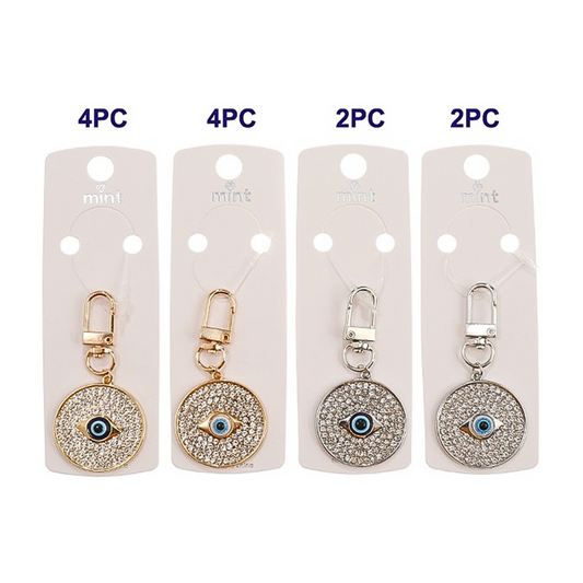 JK44365 - Rhinestone Circle Evil Eye Keychain