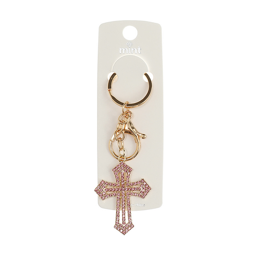 JK45180 - Rhinestone Vintage Cross Keychain