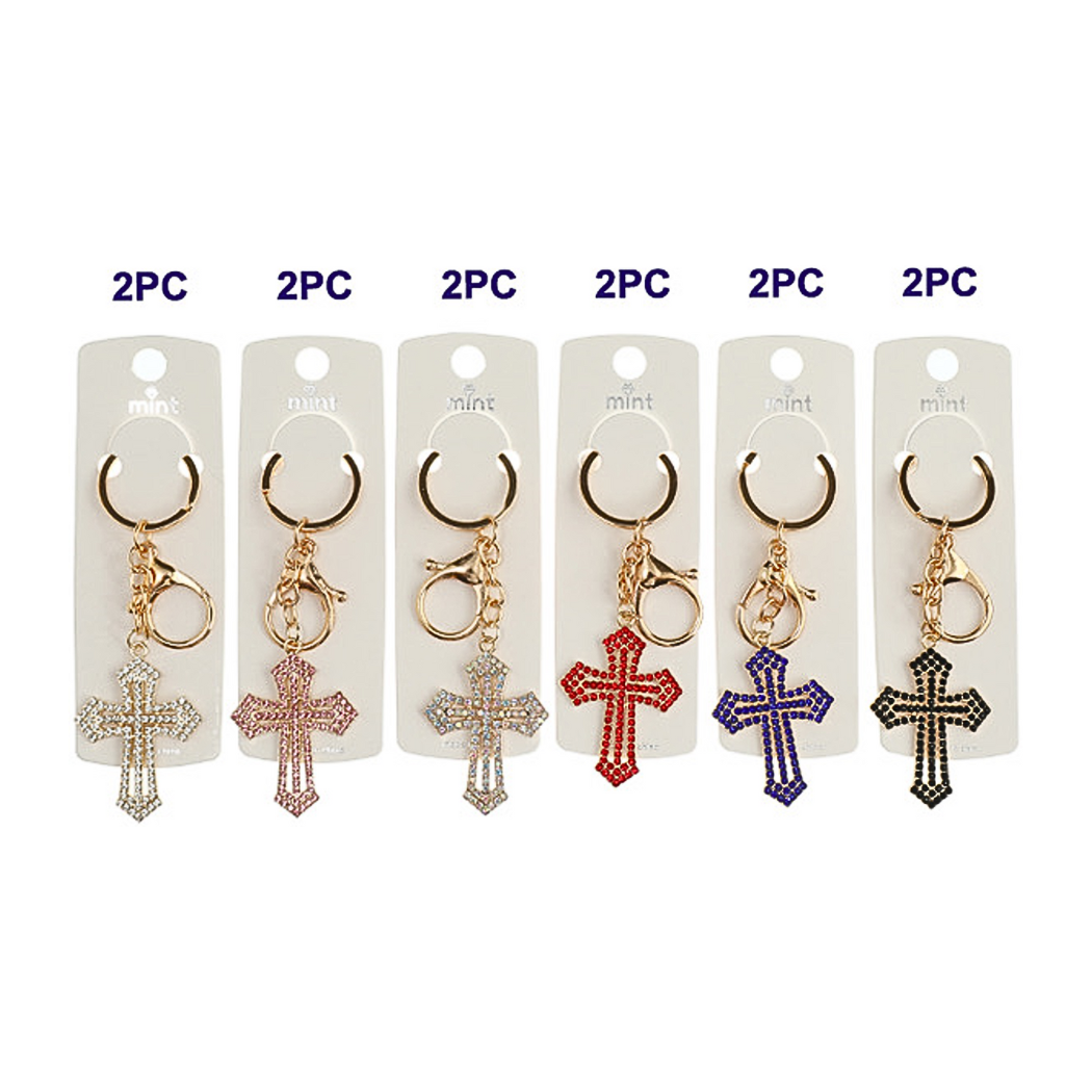 JK45180 - Rhinestone Vintage Cross Keychain