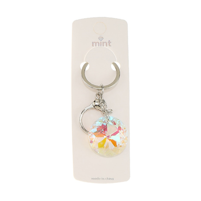 JK47434-Iridescent Crystal Circle Keychain