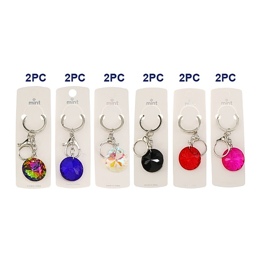 JK47434 - Iridescent Crystal Circle Keychain