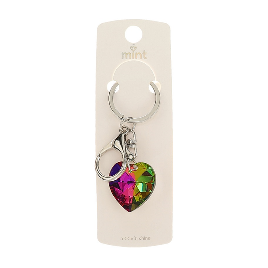 JK47435 - Iridescent Crystal Heart Keychain